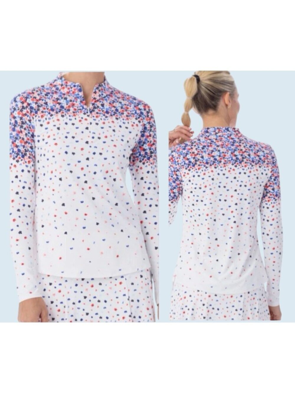BELYN KEY Evie Long Sleeve Floral Print Golf Tennis Outdoor Top Shirt Sz S